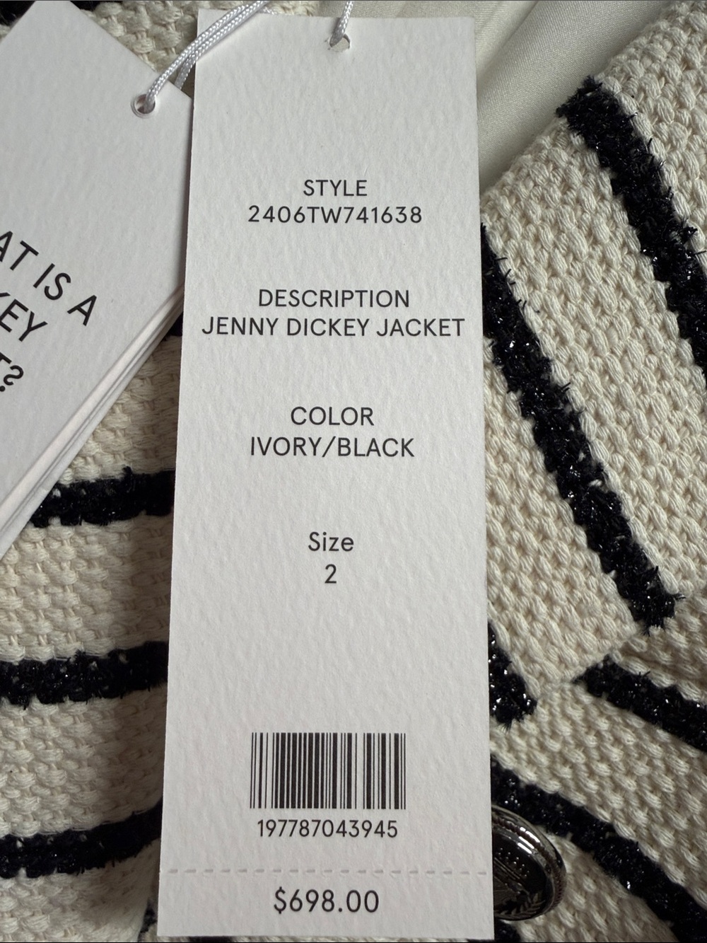 Veronica Beard Jenny Dickey Striped Double-Breasted Short-Sleeve Jacket - Picture 6 of 6
